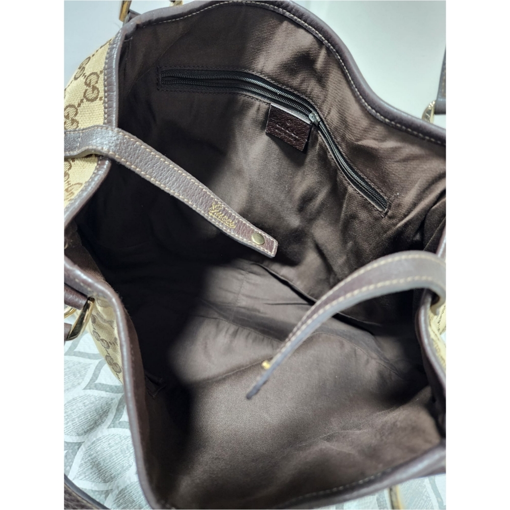 Gucci GG Canvas Abbey Tote Beige/Chocolate Brown - Picture 14 of 14